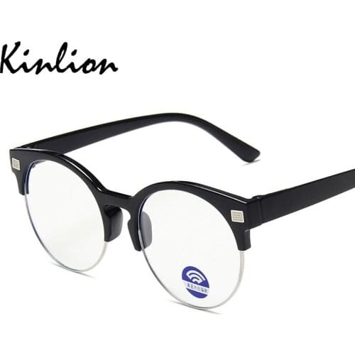 Kinlion Round Anti Blue Kids Eyeglasses Girls Semi Rimless Blue Light Blocking Children Glasses Frame for Boys Computer Glasses