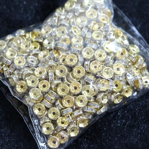 Charms gold-color crystal rhinestone 6mm 8mm 10mm lovely rondelle spacer beads free shipping jewelry 500pcs/pack B847