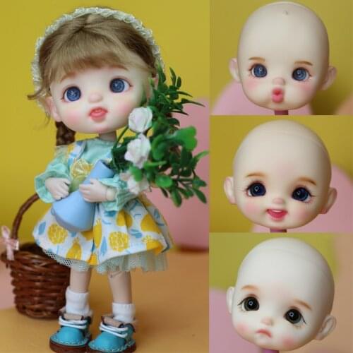 STODOLL smile small dimple ob11 doll head custom 1/8 1/12 bjd joint doll flower makeup head With eyes girl gift Doll accessories