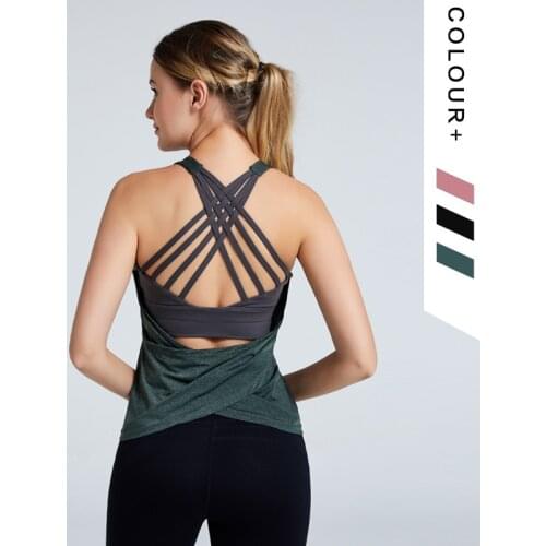 Yoga Suit майка Running 2 In 1 Double Cross Back Vest Joggers Women Sleeveless Tank Tops Ensemble Homme Fitness Gym Clothing