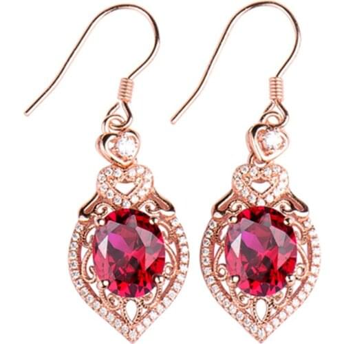 Fashion Crystal Red Heart-shaped Earrings For Women Jewelry Trendy Silver Plated Earring Long Tassel Accessories With Full Stone