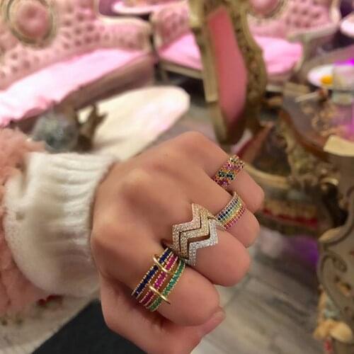 Spring New Design Bright Colorful Multi Color Cz Stack Stacking Rings for Women Engagement Cz Eternity Band Ring Wholesale