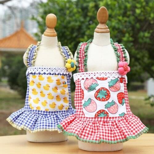 Pet Dog Clothes Plaid Printing Thin Suspender Skirt Spring Summer Wear Teddy Puppy Girl Dogs Cat Clothing Dresses Pets Supplies