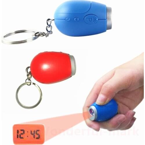 Portable Digital Projection Alarm Clock Key Chains Mini Projector LED Clock Carry Time Flashlight Clock Hanging Rope Table Decor