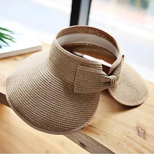 New Women Summer Visors Hat Foldable elegant Sun Hat Wide Large Brim Beach Hats Straw Hat chapeau femme Beach UV Protection Cap