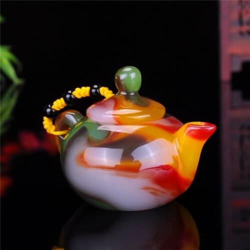 Xinjiang Gobi Jade Colorful Agate Hand Carved Playing Thing Magic Pot Collection Ornament Gift Dropship