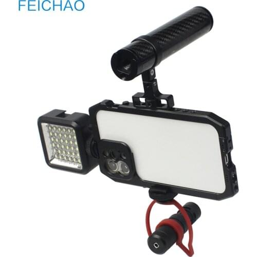 Smartphone Video Cage Stabilizer Filmmaking Case Rig 17mm Moment Lens Mount for iPhone 12 Pro Mobile Frame Kit Handheld Bracket