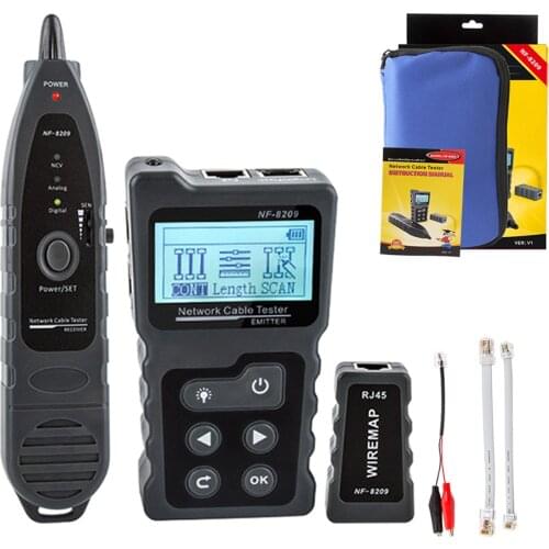 NF-8209 LCD Network Cable Tester Wire Tracker PoE Checker Inline PoE Voltage and Current Tester with Cable Tester