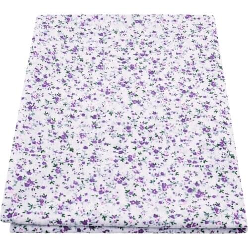 Fat Quarter 100% Cotton Fabric Beige Printed Purple Flowers Designs Teramile Fabics Patchwork for DIY Dolls Clothes Art Work CM