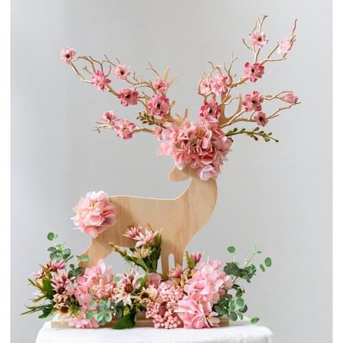 Creative Nordic deer ornament simulation flower silk flower wedding props display living room wedding gift home decoration