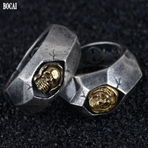 S925 silver vintage Thai silver craft ring fashion skull mans ring