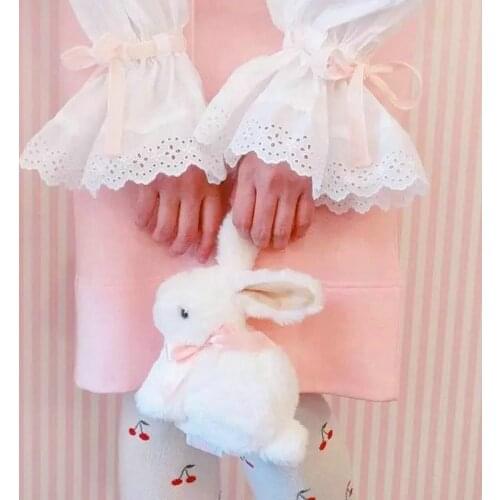 Japan Lolita Cute rabbit plush bag anime Bunny metal belt crossbody coin bags for baby girl School gift toys for girlfriend