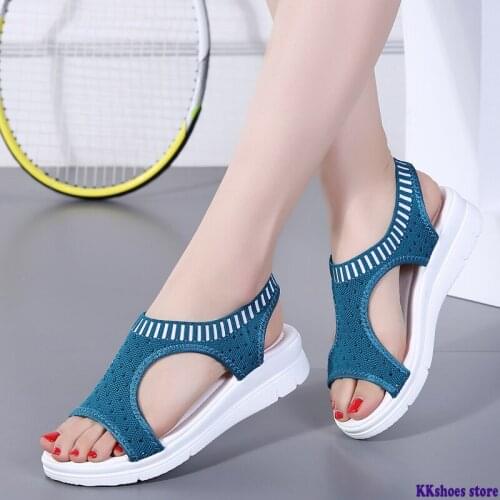Women Sandals 2021 Fashion Breathable Comfort Ladies Sandals Summer Shoes Wedge Black White Sandal Dropshipping