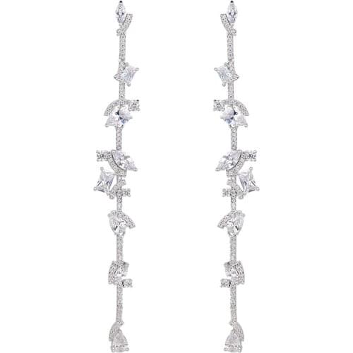 YAN MEI Cubic Zircon Stud Earrings For Women Wedding Accessories Trendy Plant White Gold Corlor Jewelry GLE6113Y