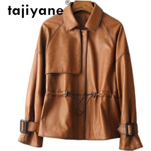 Tajiyane Women Real Sheepskin Leather Coat Genuine Leather Jacket 2021 Autumn Casual Clothes Lady Short Brown Coats Casaco HLY15