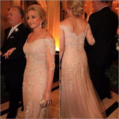 Vestido de madrinha Off the Shoulder Half Sleeve Mother of the Bride Dresses Sheath Lace Formal Gowns for Wedding Party