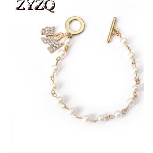 ZYZQ Creative Dog Wrist Bracelets With Simulated Pearl Trendy Wedding Engagement Bridal Accessories Jewelry Wholesale Lots&Bulk