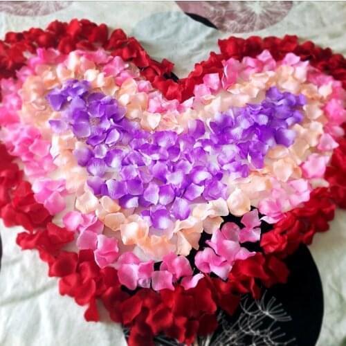 2bag/pack Purplewhite Artificial Rose Petals Non-woven Fake Flower Wedding Decoration Proposal Birthday Stage Layout Hand Flower