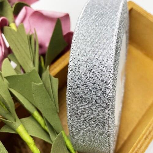 25 Yards 20mm 3/4'' Glitter ribbon Sewing art handmade DIY materials supplies wedding cake decoration holiday packages silver