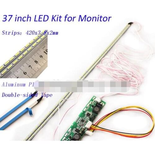 37 inch LED Aluminum Plate Strip Backlight Lamps Update Kit for LCD Monitor TV Panel 2 LED Strips 420mm Free Shipping
