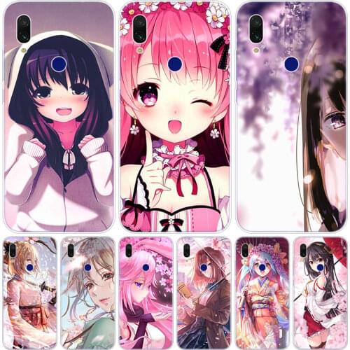 Anime Cherry Blossom Girl Silicone Case for Xiaomi Redmi K20 5X 6X Play A1 A2 8 Lite 7A 6A S2 Y2 Y3 Note 4 4X 5 6 7 Pro F1 Cover