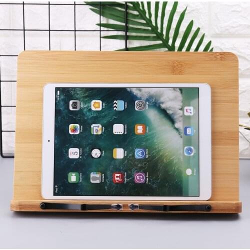 Bamboo Adjustable Reading Book Holder Tray Page Paper Clips Foldable Tablet Cookbook Portable Sturdy Bookstand
