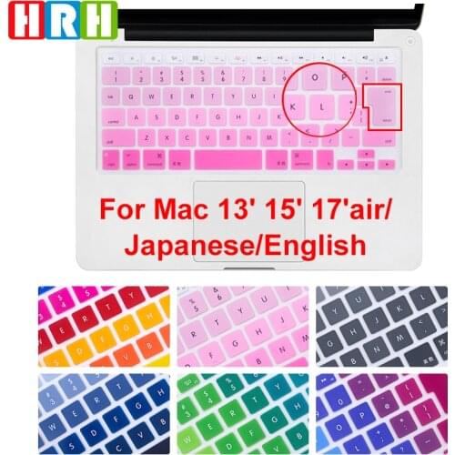 HRH High Quality Anti-dust Rainbow English Keyboard Cover Skin Protector for Macbook Air Pro Retina 13" 15" 17" Japanese Version