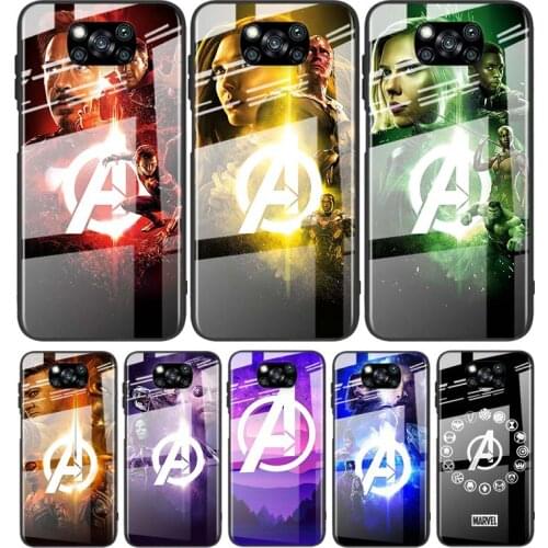 Tempered Glass Cover Luxury Marvel Avengers Hero Cool For Xiaomi POCO F3 F2 X3 NFC X2 M2 Pro Shockproof Shell Phone Case