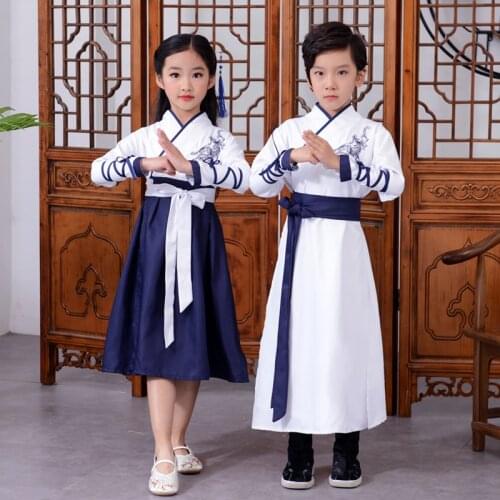 Children Traditional Chinese Clothing Embroidery Tang Suit Girls Ancient Dance Hanfu Costume Fairy Outfits Stage Performance