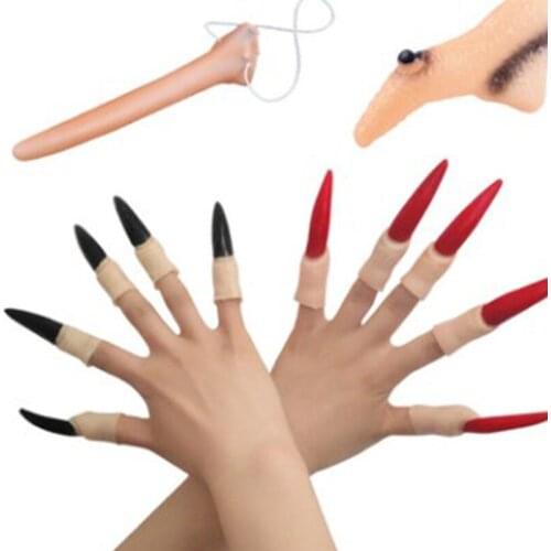 Halloween Long Fake Witches Nose Props Ghost Finger Nail Cosplay DIY Decorations