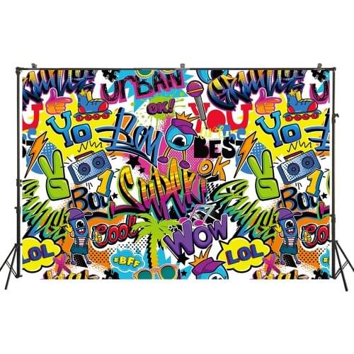 Photography Backdrop Graffiti Rock Wall hip-hop 80s 90s Party Decor Photo Backdrop Photocalls Studio Photoshoot PropsW4511