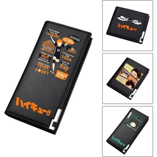 Haikyuu!! Anime Long Coin Purse Shoyo Hinata Cartoon Money Bag Pu Leather Short Wallet Students ID Card Holder Kawaii Clutch