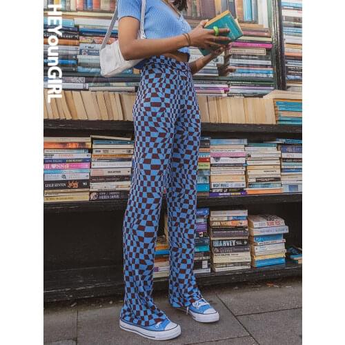 Heyoungirl Women's Plaid Trousers