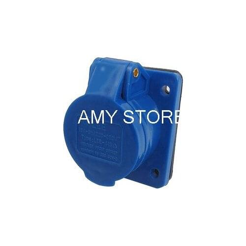 IP44 16A 2P+E IEC309-2 Industrial Panel Mount Socket Blue w Washer