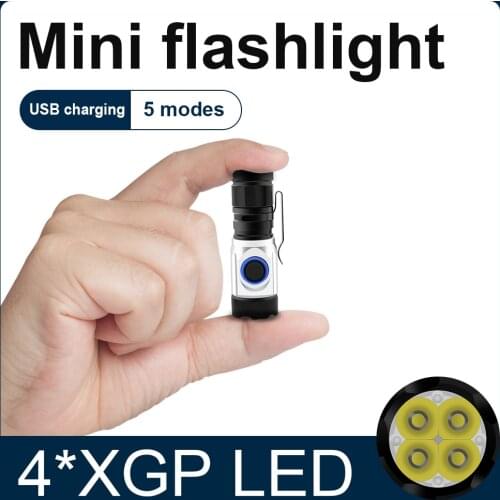 Super Small Lantern Pocket Mini LED Flashlight USB Rechargeable Portable Waterproof White Light Keychain Torch By 10180 Battery