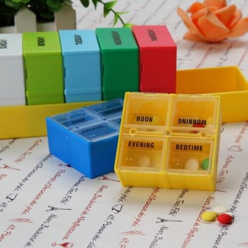 1Pc 28 Grid Plastic Medicine Box Square 28 Grid Medicine Box Health Storage Box Nutritious Food Portable Bag Chinese And English
