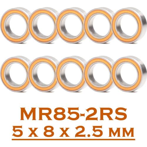 MR85RS Bearing 10PCS 5x8x2.5 mm ABEC-3 Hobby Electric RC Car Truck MR85 RS 2RS Ball Bearings MR85-2RS Orange Sealed