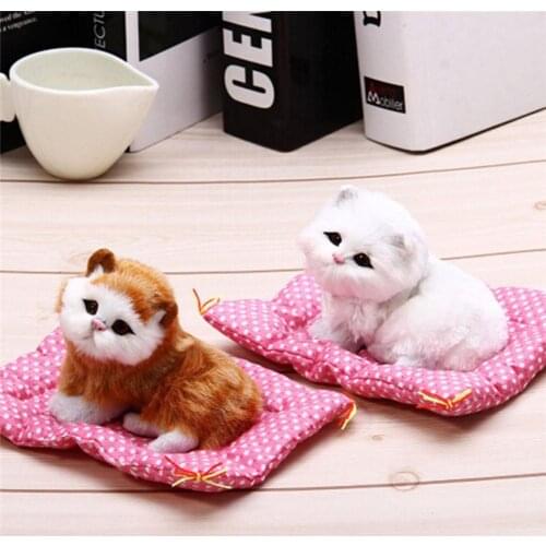 Soft Lovely Animal Doll Plush Sleeping Cats Pet +Seat Mat Toy with Sound Kids Toys Birthday Gift Home Decoration