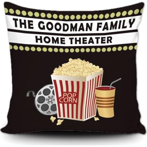 Home Theater Movie Canvas Cushion Cover Pillowcase Popcorn Cola The Goodman Family Throw Covers Gift For Living Room Sofa
