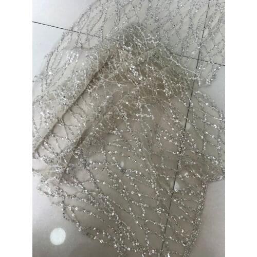 Nigerian Lace Fabric L-98916 with sequins High Quality beaded Lace Fabric for wedding dress