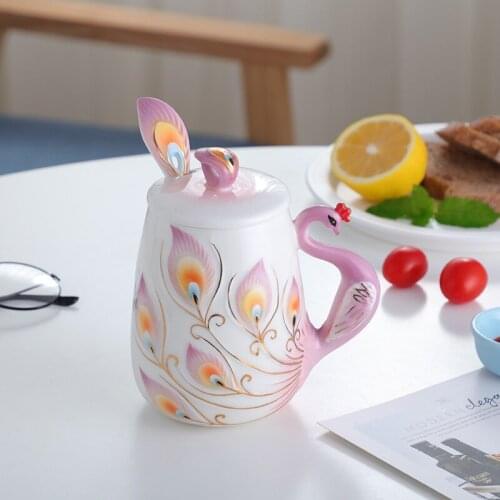 New enamel porcelain Phoenix Coffee Cup European bone china tea cup elegant gift ceramic tea set mugs coffee cups
