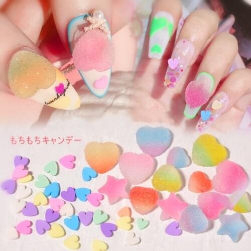 New 20pcs Silicone Candy Soft Sweets 3D Nail Art Decorations Heart Stars Cat Design Japanese Style Manicure Accessories