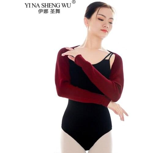 New Women Black Ballet Knit Warm Shawl Girls Autumn Winter Long Raglan Sleeves Dance Sweater Top Coat For Ballet Dancewear