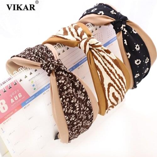 New Women Elegant Bows Hairbands Fashion Fabric Floral Print Splicing Knot Headband Cute Boho Girls Hair Hoop Hair Accessories