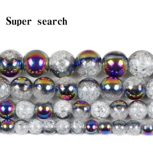 One Side Plated color White Snow Cracked Crystal Natural Stone Loose Beads For Jewelry Making Diy Bracelet earring necklace