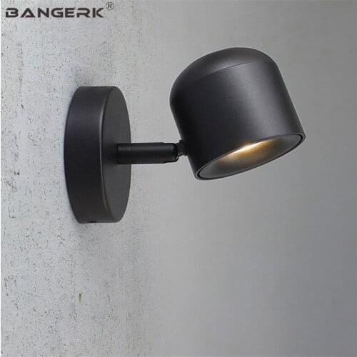 Simple Loft Style Rotating Sconce Wall Lights Modern Black White 7W LED Wall Lamp Bedside Corridor Balcony Home Decor Lighting