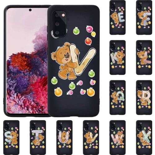 Anti-drop Soft TPU Silicone Phone Case for Samsung S8 S9 S10/S10 Plus Samsung S20/S20 Plus Bear Initial Name Pattern Cover