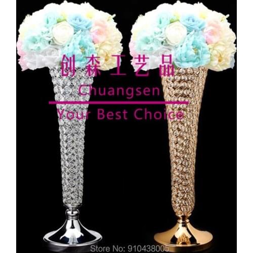 Wedding road lead wedding centerpiece christmas gold flower vase,party decoration flower vase bling flower holder metal vase
