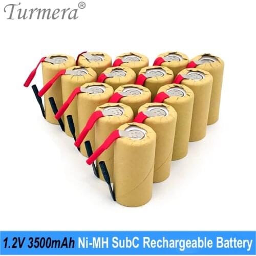 Turmera 6-20 Piece Sub C 3500mAh 30A 1.2V Ni-MH Rechargeable Battery Welding Strip for 10.8V 12V 14.4V 18V Screwdriver Drill Use