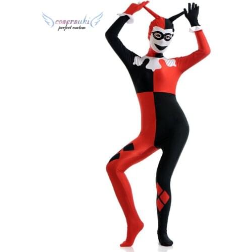 ZENTAI Clown Color matching lycra PCosplay All-in-Tights Halloween Clown Girl Dresses